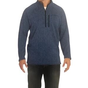 Eddie Bauer Convector 1/4 Zip Sweater Size M Zippered Pocket Fleece Navy Blue